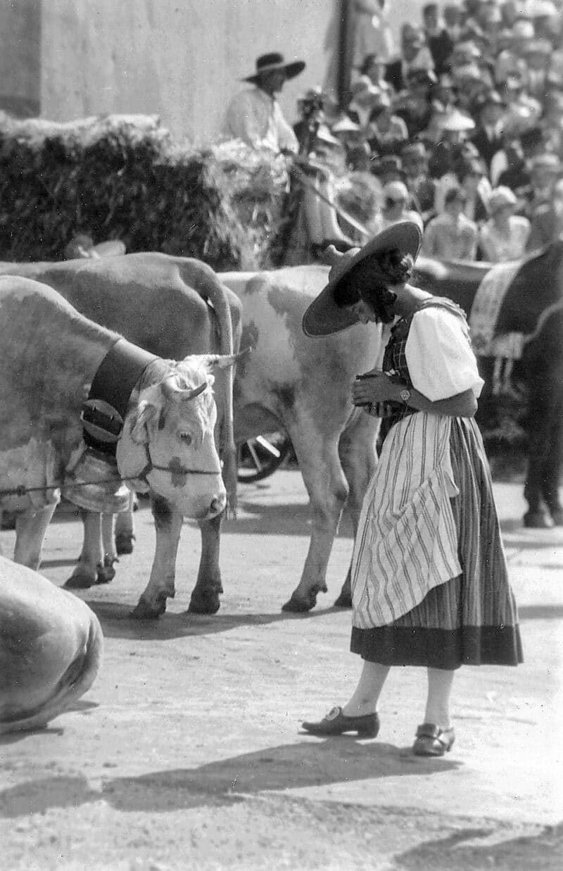 Jeune fille et sa vache, Fête des Vignerons 1927